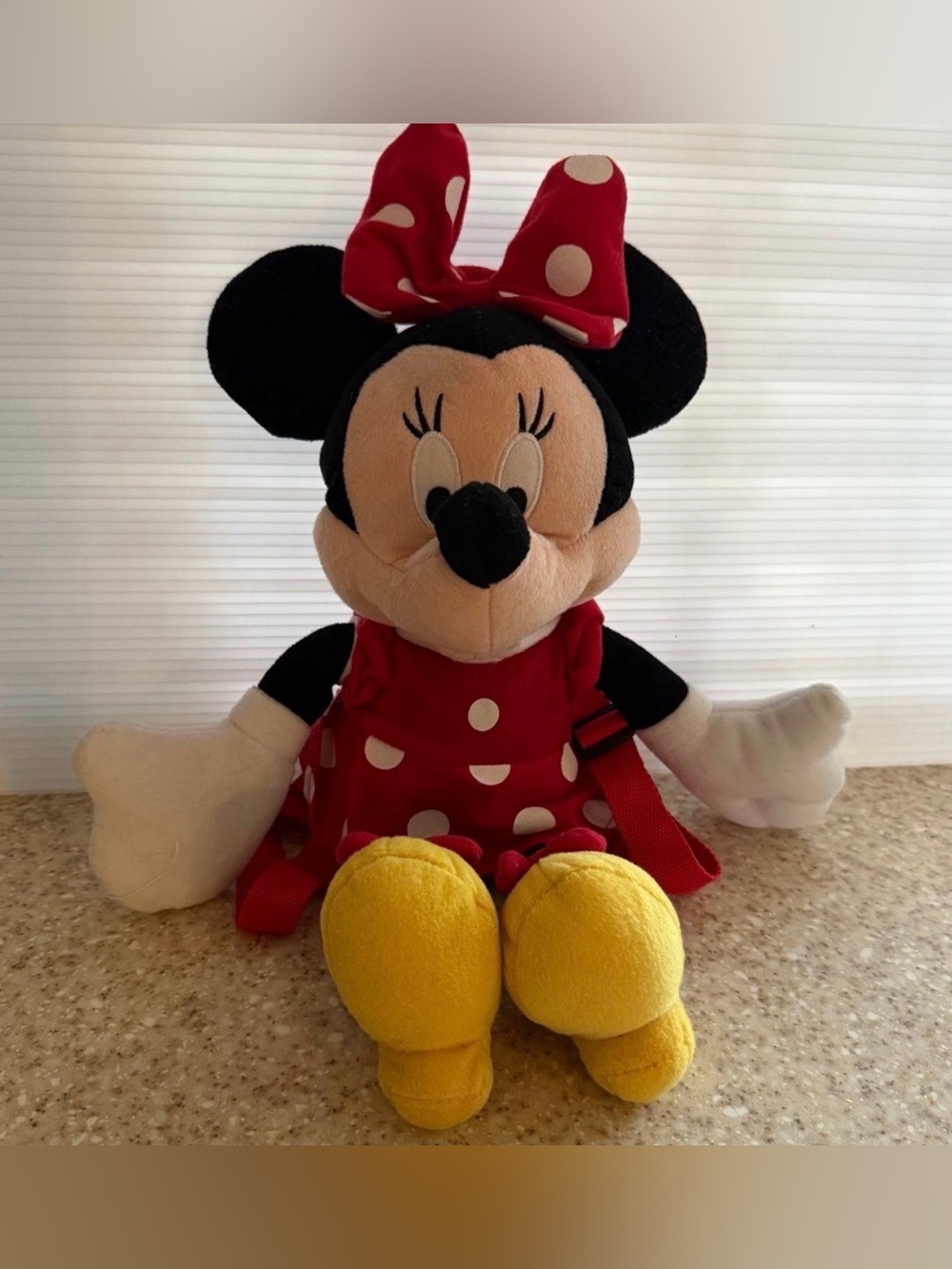 Disney Minnie Mouse Plush Backpack in Red, White, Yellow and Black